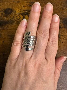 Stacked Silver-Tone Wrap Ring for Women